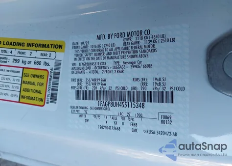 2025 Ford Mustang Ecoboost from USA, damaged, VIN 1FAGP8UH4S5115348